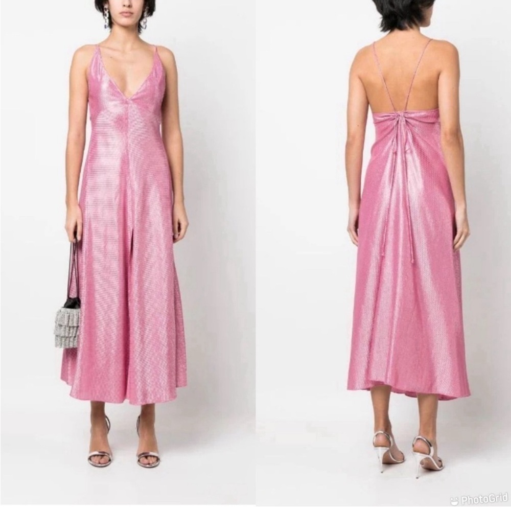 Forte Forte metallic plunging v-neck dress